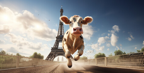 pascal zembra a realistic picture of a cow with the exact face - obrazy, fototapety, plakaty