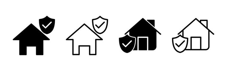 Home insurance icon vector. home shield protect logo