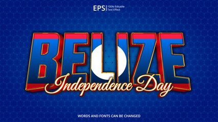 belize editable text effect with belize flag pattern suitable for poster design about holiday, Feast day or belize independence day moment - Powered by Adobe