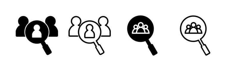 Hiring icon vector. search job vacancy icon. magnifying glass looking for people