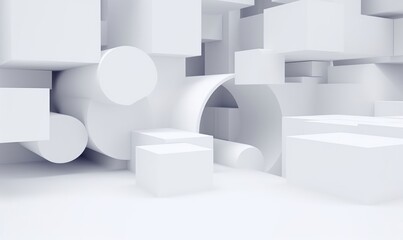 Abstract 3d animation, white geometric background, 4k seamless, Generative AI