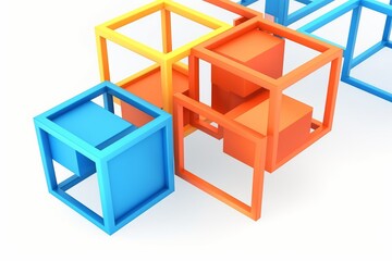 Connected cubes, 3d render, Generative AI