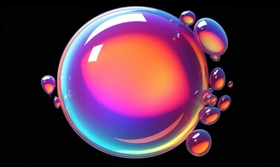 Abstract 3d graphics of a colorful bubble, 4k Generative AI