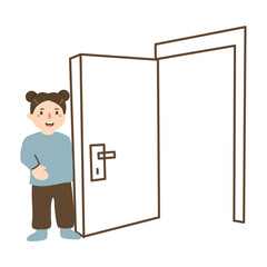 woman opening the door of her home