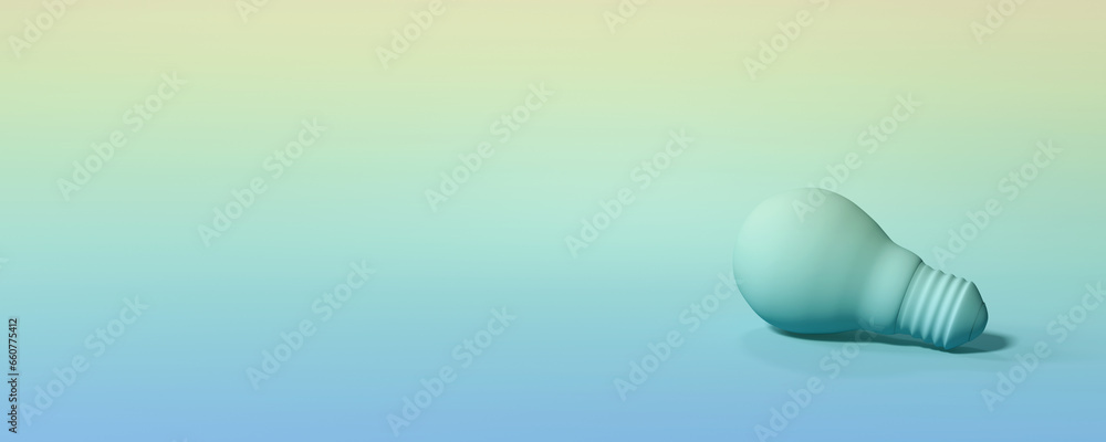 Poster light bulb on a colored background - 3d render