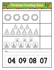 Counting Math game for kids with Christmas Theme