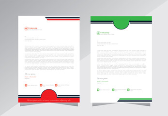 corporate modern letterhead design template with green and red color. creative modern letter head design template for your project. letterhead, letter head, simple letterhead design