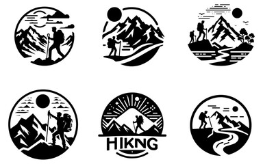 Hiking Logo design concept vector illustration black color