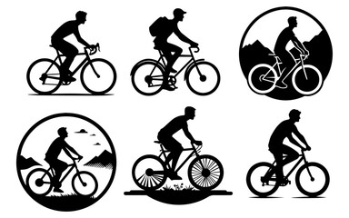 a man ride bicycle vector silhouette logo concept