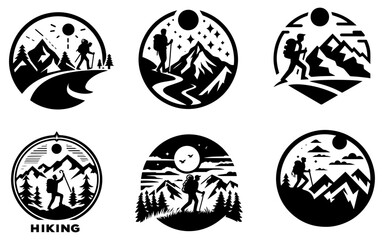 Hiking Logo design concept vector illustration black color