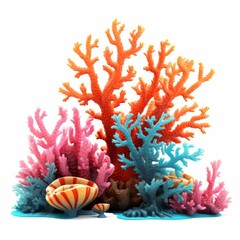 coral reef isolated on white background cutout, Generative AI