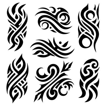 Tribal tattoo design vector art illustration black color