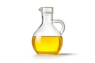 Olive oil in glass bottle isolated on white background