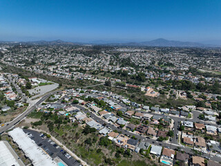 Fototapeta premium Aerial view of residential houses and condos in South San Diego neighborhood, California, USA.