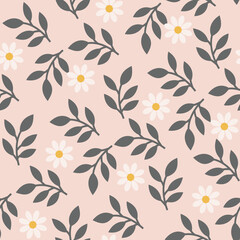 seamless small vector flower design pattern on pink background