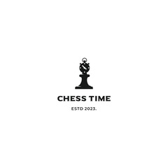 Chess time logo design on isolated background