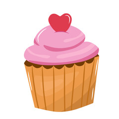 pink cupcake isolated on white background