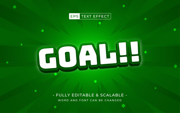 Goal editable text effects for football world cup or soccer. green field background