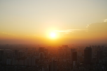 Aerial View of Hanoi City from Top of Hanoi, Rooftop Bar, at Lotte Hotel Hanoi in Vietnam - ベトナム ハノイ 全景