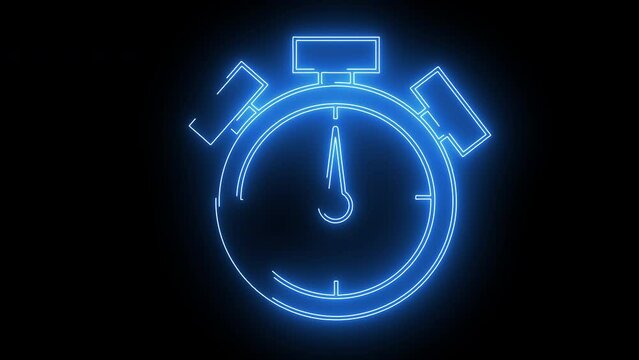 Animated stopwatch clock icon with neon saber effect