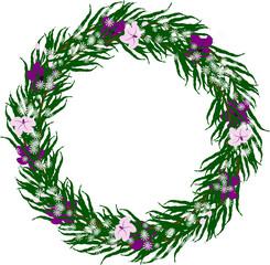Winter Wreath frame with snowfall  clipart.