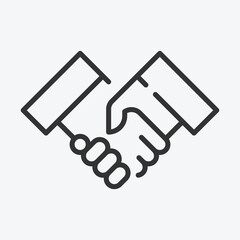 Handshake or cooperation. Thin vector icon. Strokes are editable