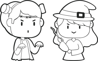 Cute cartoon children kids wearing halloween costume holiday celebration