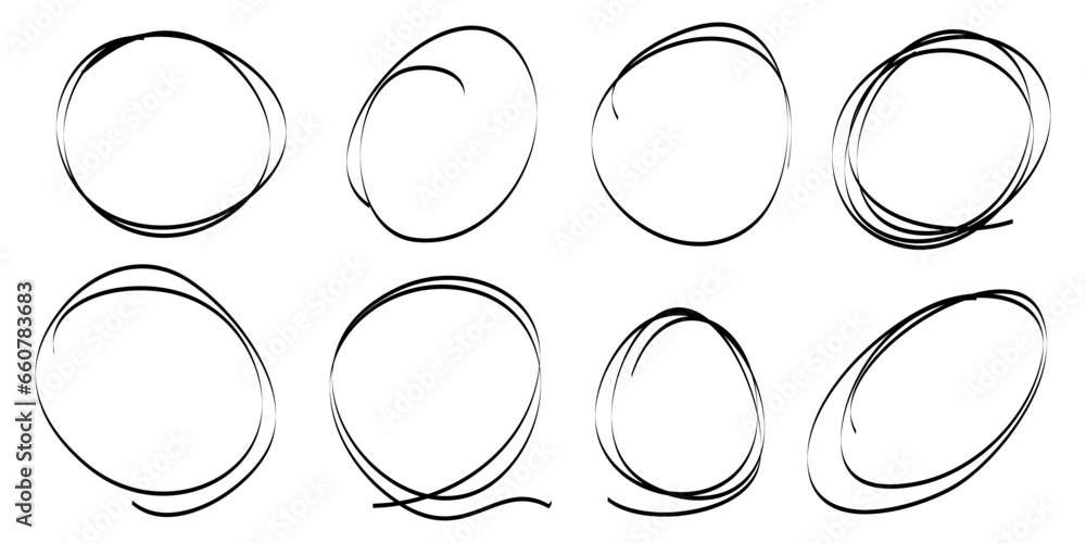 Poster hand drawn scribble line circles. doodle circular for message note mark design element. vector illus