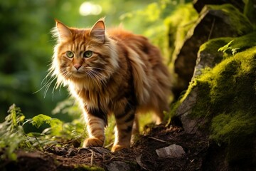 Naklejka na ściany i meble attractive large cat in natural surroundings. Generative AI