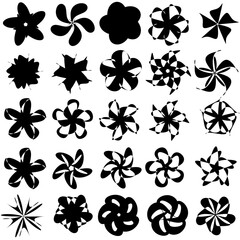 set of black and white flowers for making business logo
