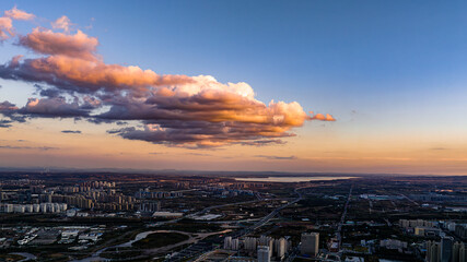 Landscape of the new southern city in Changchun, China, under construction

