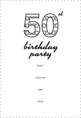 Digital png illustration of black 50 birthday party invitation on transparent background