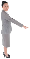 Fototapete Asiatische Orte Digital png photo of happy asian businesswoman showing finger on transparent background
