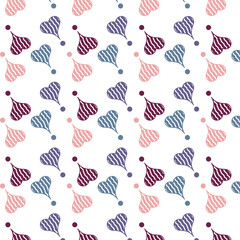 Digital png illustration of colourful hearts repeated on transparent background