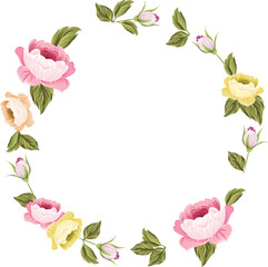 Digital png illustration of flower frame with copy space on transparent background