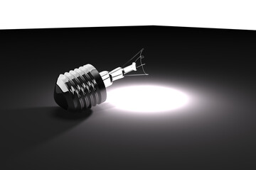 Digital png illustration of glowing light bulb without glass on transparent background