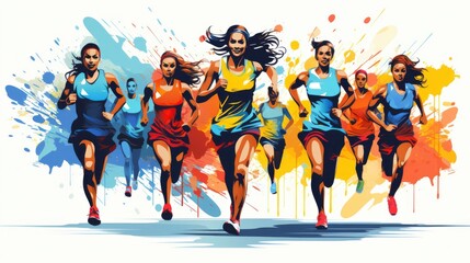 Colorful Woman Sports and athletics cartoon, Cartoon Graphic Design, Background HD For Designer