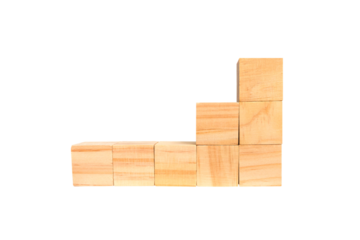 Wooden geometric shapes cube for conceptual design. Business, Education, game. isolated on a white background.PNG