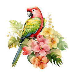 Fototapeta premium Parrot flower and fruit Illustration, Generative Ai