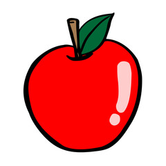 Hand drawn style illustration of apple with branches