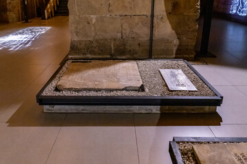 Burial of noble crusaders in stone halls at the Templar fortress in the Acre old city in northern Israel