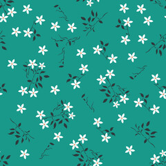 seamless vector flower design pattern on blue background