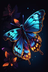 Butterfly blue light neon color