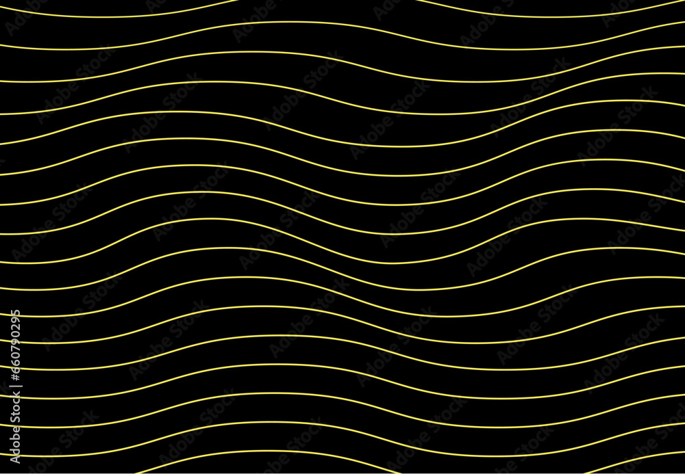 Poster abstract background with gold wave modern lines on dark background. illustration horizontal template
