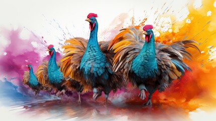Fototapeta premium Colorful Turkey trot 5k run on white background, Background HD For Designer