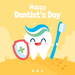 Hand drawn Flat national dentist's day illustration