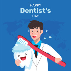 Hand drawn Flat national dentist's day illustration