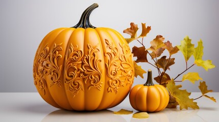 Colorful Pumpkin carving on white background , Background HD For Designer