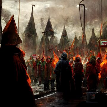 elfs protesting the working conditions in Mordor Burger King 