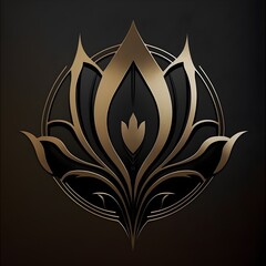 a very simplified black lotus logo art deco style 